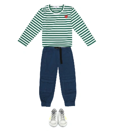 Shop Comme De Garçons Play Comme Des Garçons Play Kids Striped Cotton Logo T-shirt In Multicoloured