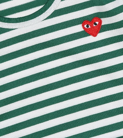 Shop Comme De Garçons Play Striped Cotton Logo T-shirt In Multicoloured
