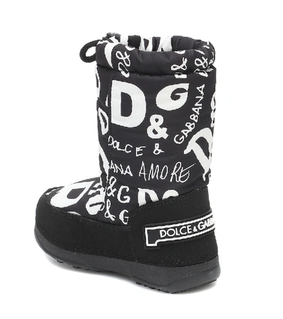Shop Dolce & Gabbana Printed Nylon Snow Boots In Black