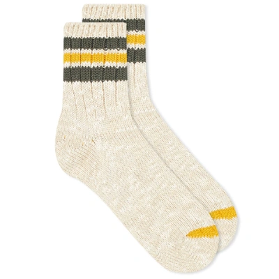 Shop Anonymous Ism 3 Line Slub Sock In Neutrals