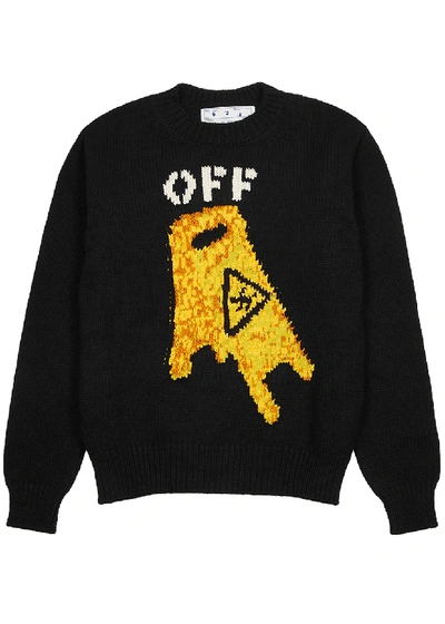 Shop Off-white Pascal Wet Floor Intarsia Wool-blend Jumper In Black