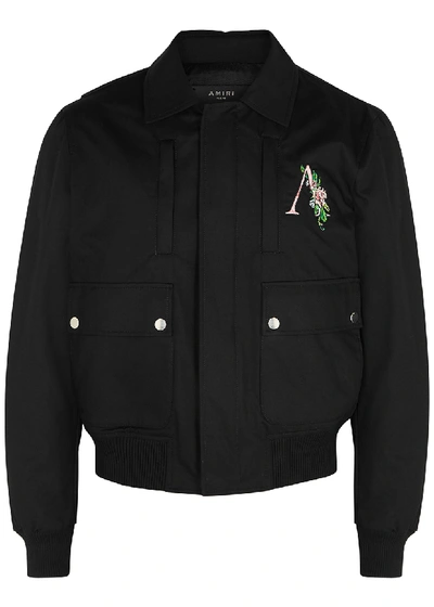 Shop Amiri Black Embroidered Cotton Jacket
