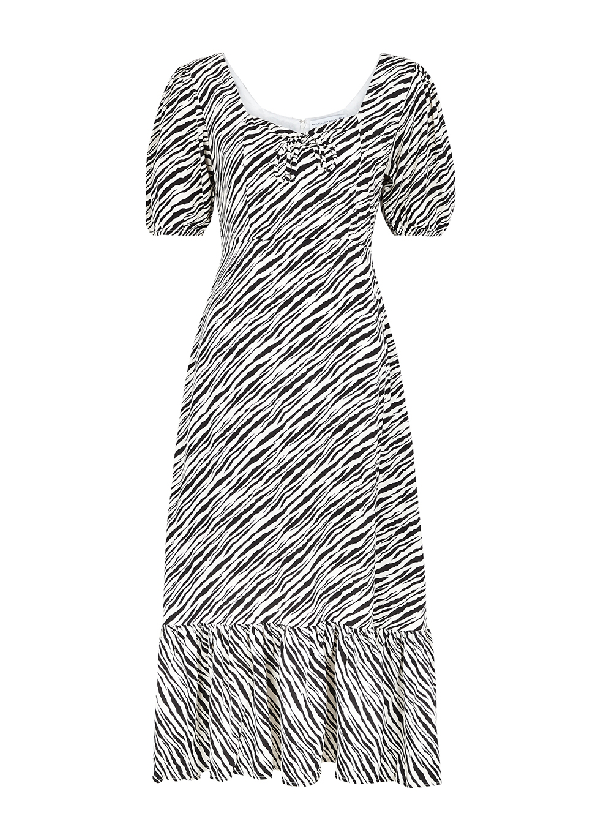 black and white print midi dress