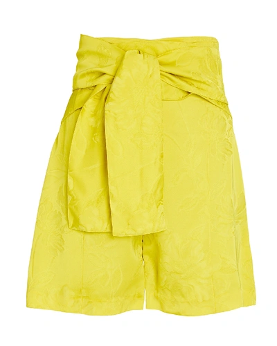 Shop Silvia Tcherassi Limoncello Tie-waist Jacquard Shorts In Yellow