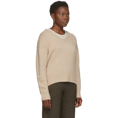 Shop Arch4 Off-white Cashmere Battersea V-neck Sweater In Oyster