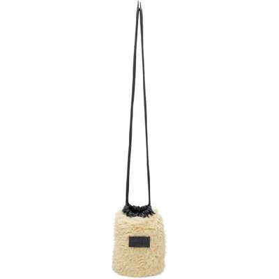 Shop Mm6 Maison Margiela Beige Sherpa Bucket Bag In H0350 Cream