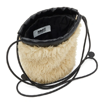 Shop Mm6 Maison Margiela Beige Sherpa Bucket Bag In H0350 Cream