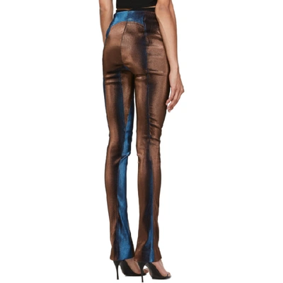 Shop Mugler Blue And Brown Stretch High-waist Trousers In B670 Nevy