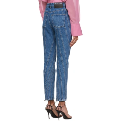 Shop Mugler Blue Girlfriend Twist Jeans In 6048 Medblu