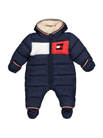 Shop Tommy Hilfiger Kids Snowsuit Baby Flag For For Boys And For Girls In Blue