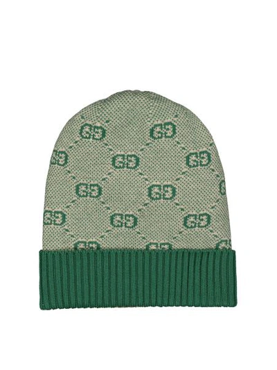 Shop Gucci Kids Beanie Piquarfino For Girls In Green