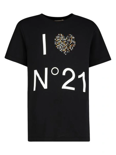 N°21 Graphic-print Crew Neck T-shirt In Black