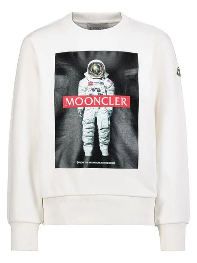 Shop Moncler Kids Sweatshirt For Boys In White