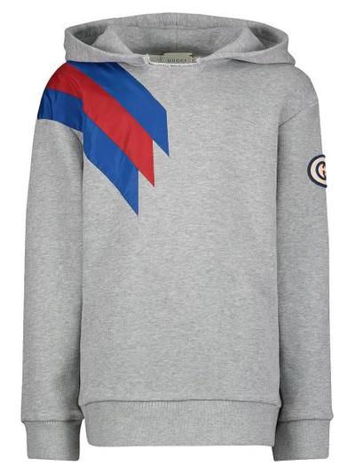 Shop Gucci Kids Hoodie For Boys In Grey