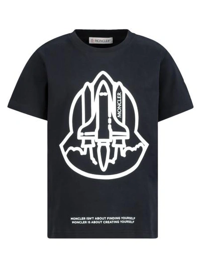Shop Moncler Kids T-shirt For Boys In Black