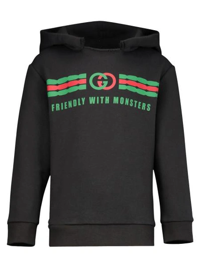 Shop Gucci Kids Hoodie For Boys In Black