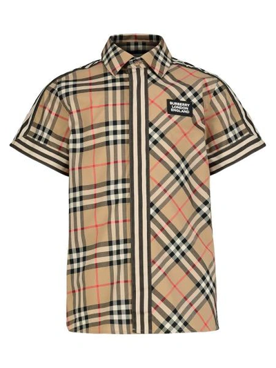 Shop Burberry Kids Shirt For Boys In Beige