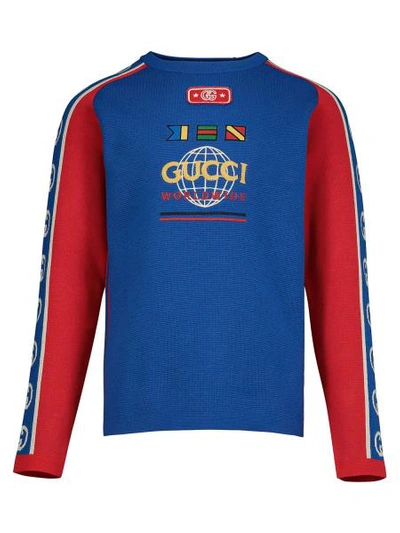 Shop Gucci Kids Pullover For Boys In Blue