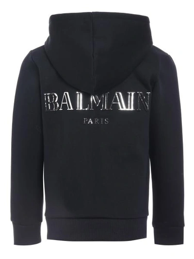 Shop Balmain Kids Sweat Jacket For Boys In Black