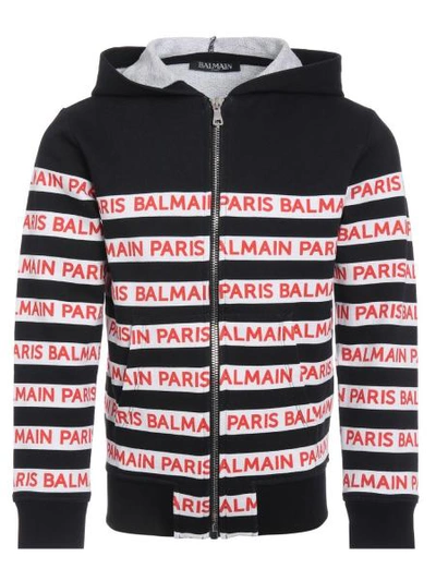 Shop Balmain Kids Sweat Jacket For Boys In Black