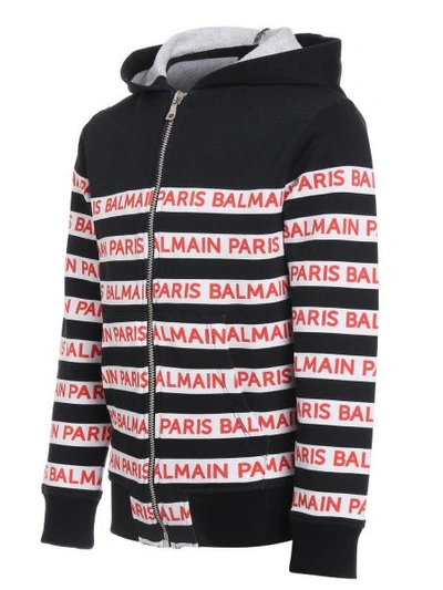 Shop Balmain Kids Sweat Jacket For Boys In Black