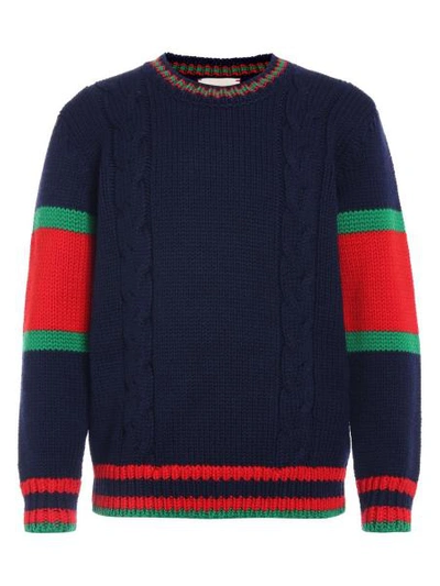 Shop Gucci Kids Navy Blue Pullover For Boys