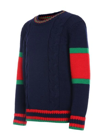 Shop Gucci Kids Navy Blue Pullover For Boys