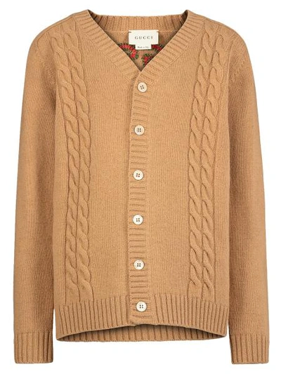 Shop Gucci Kids Cardigan For Boys In Beige