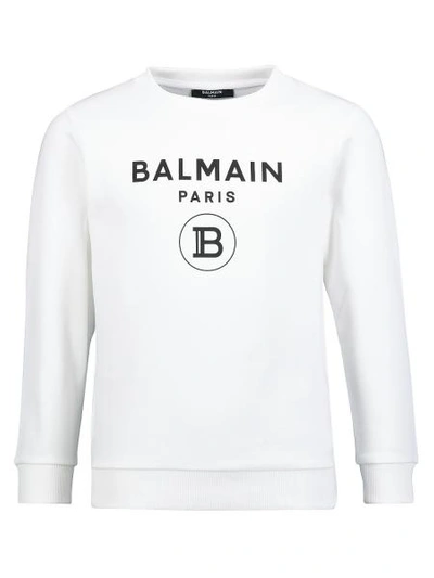 Shop Balmain Kids Sweatshirt For Boys In Grey