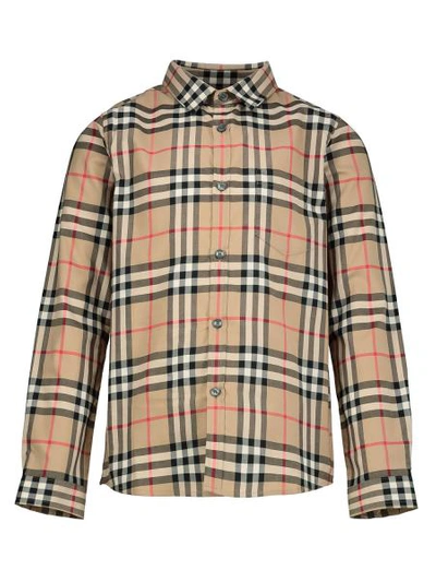 Shop Burberry Kids Shirt For Boys In Beige