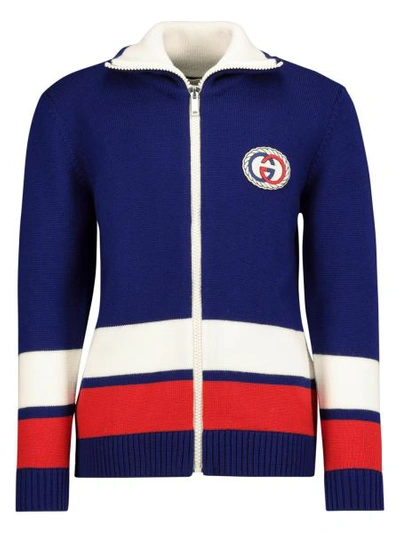 Shop Gucci Kids Cardigan For Boys In Blue