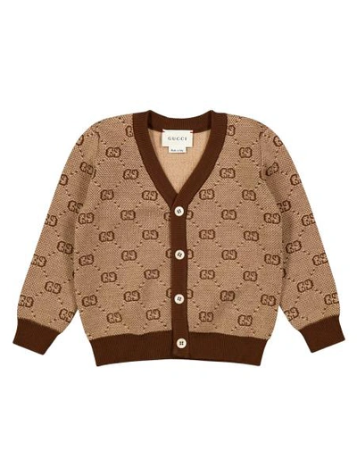 Shop Gucci Kids Cardigan For Boys In Brown