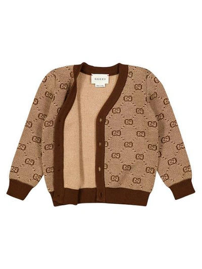 Shop Gucci Kids Cardigan For Boys In Brown