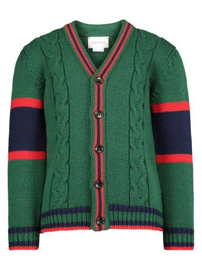 Shop Gucci Kids Cardigan For Boys In Green