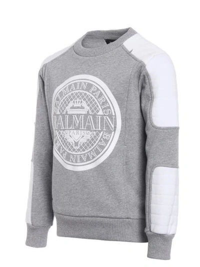 Shop Balmain Kids Pullover For Boys In Grey