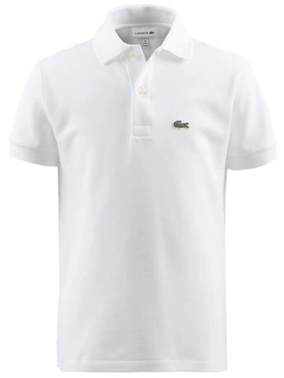 Lacoste Kids' White Polo Shirt For Boy With Green Crocodile | ModeSens
