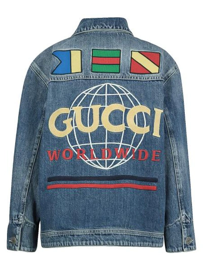 Shop Gucci Kids Jacket For Boys In Blue