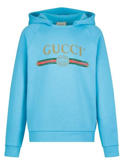 Shop Gucci Kids Hoodie For Boys In Blue