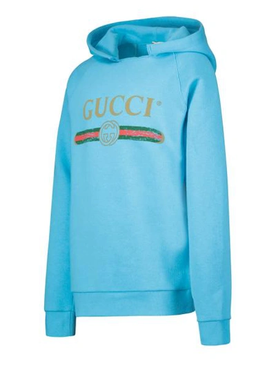 Shop Gucci Kids Hoodie For Boys In Blue