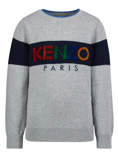 Shop Kenzo Kids Pullover Logo For Boys In Grey