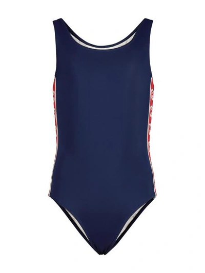 Shop Gucci Kids Swimsuit For Girls In Blue
