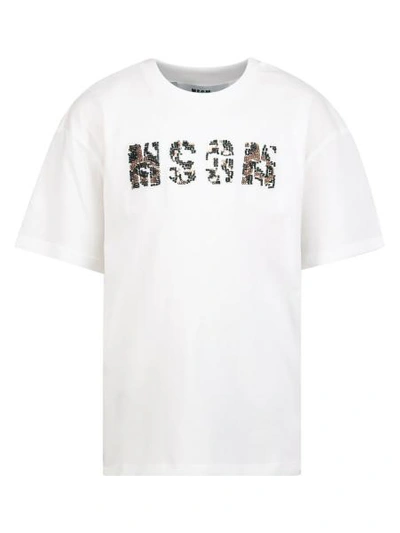 Shop Msgm Kids T-shirt For Girls In White