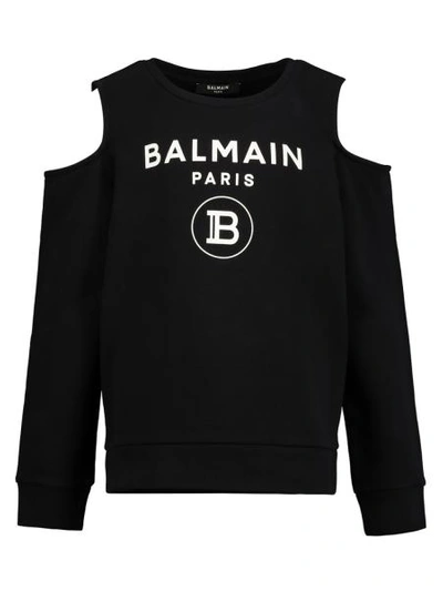 Shop Balmain Kids Sweatshirt For Girls In Black