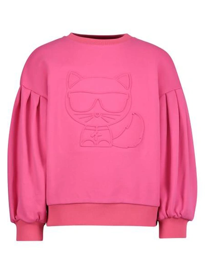 Shop Karl Lagerfeld Kids Sweatshirt For Girls In Pink