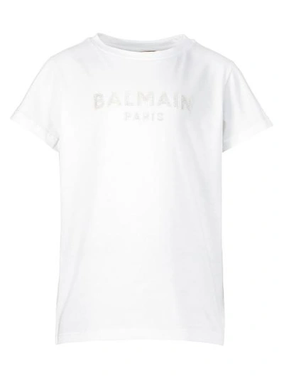 Shop Balmain Kids T-shirt For Girls In White