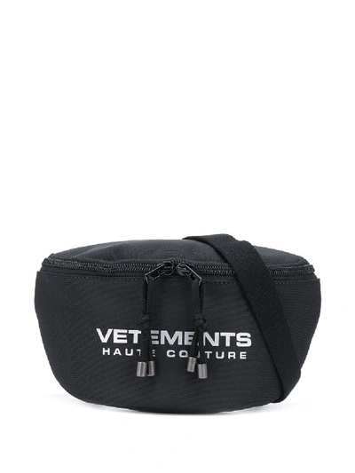 Shop Vetements Logo Print Belt Bag In Black
