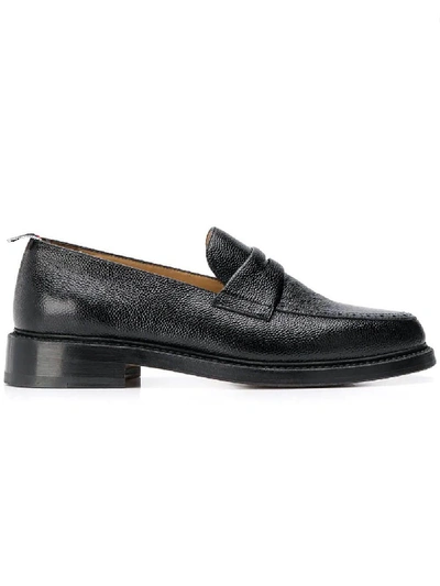 Shop Thom Browne Grained Leather Penny Loafers