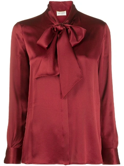 Shop Saint Laurent Silk Pussy Bow Blouse