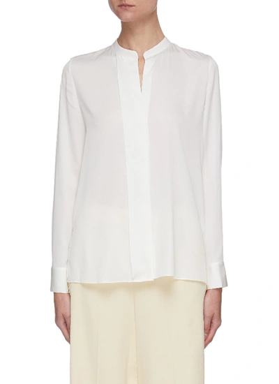 Shop Vince Slim Band Collar Blouse In White