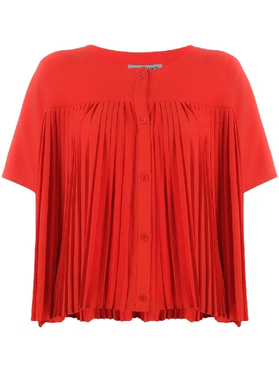 Shop Henrik Vibskov Pleated Panel Button Front Blouse In Emotional Red